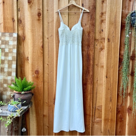 White Pearl Sequin Bustier Mermaid Sleeveless Jumpsuit 🌿 - Picture 9 of 12
